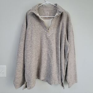 Wahmaker 1/4 Zip Oversized Tunic Women's Size XL Lagenlook Relaxed Boho